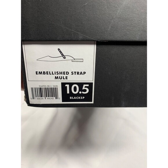 Banana Republic Black Suede Embellished Strap Mary Jane Mule Flats Size 10.5 - Picture 3 of 7